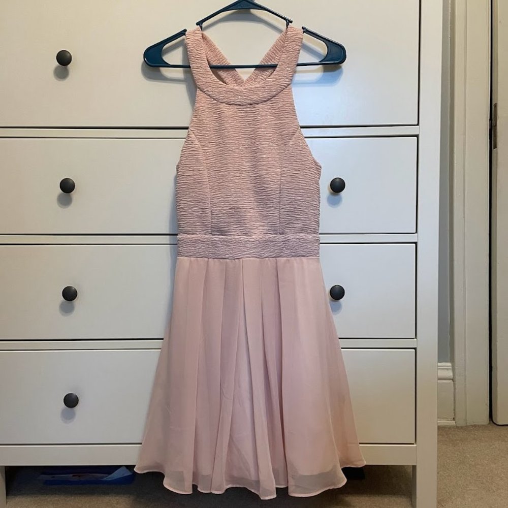 Pink halter top homecoming dress